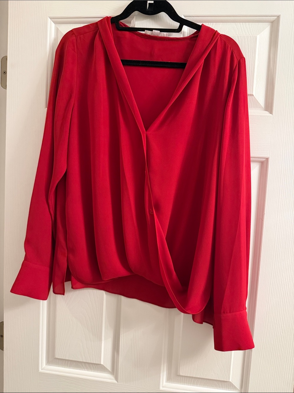 Chelsea28 V-Neck Draped Red Blouse